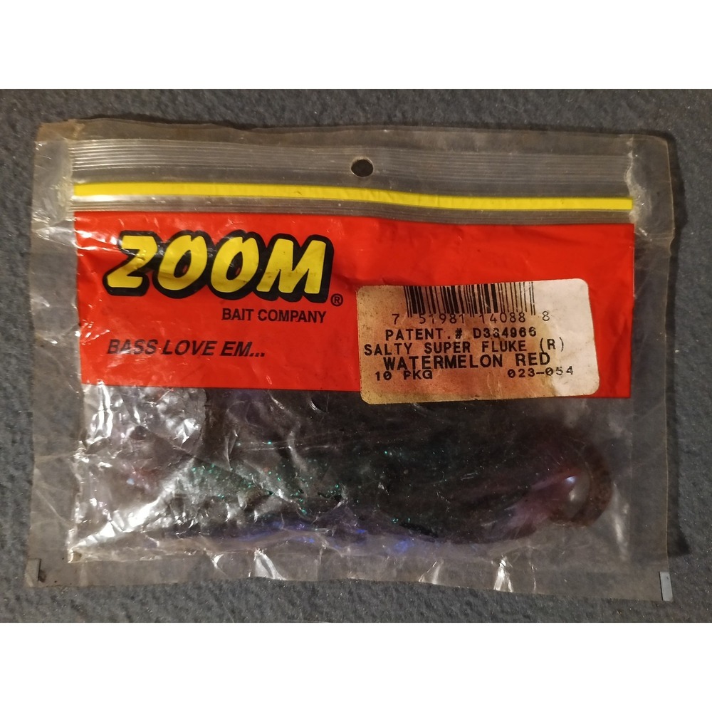 Zoom Salty Super Fluke Watermelon Red Soft Plastic Jerk Bait Lures 10 Pack Bass